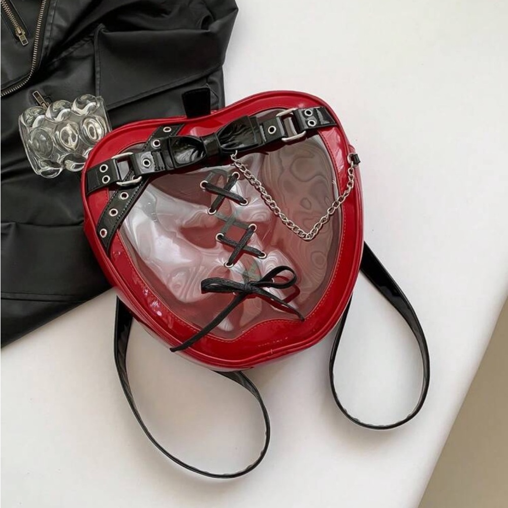 🆕  Gothic - Punk Heart Large Capacity Multi Functional Clear Pattern Backpack ❤️ - Picture 5 of 13